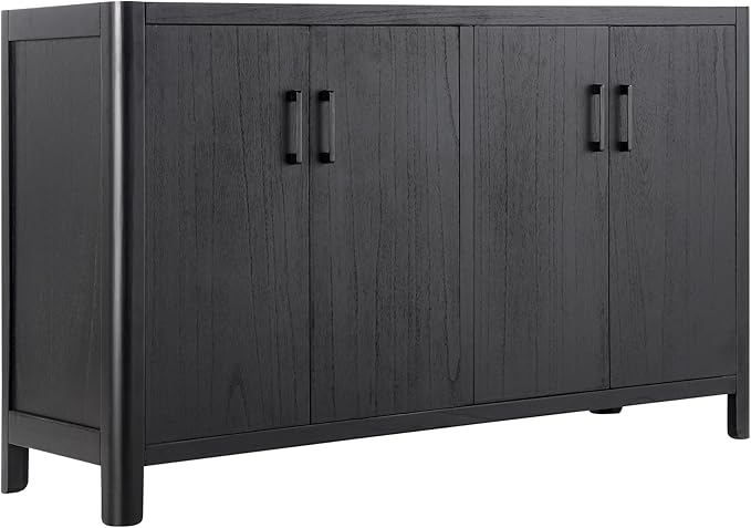 Farmhouse Wood 4-Door Cabinet Sideboard with Smooth Rounded Corners, Rustic Accent Entryway Console Table for Hallway Living Room Dining Room