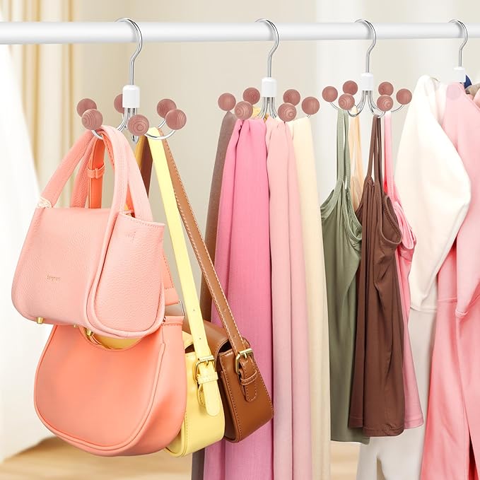 DOIOWN Purse Organizer,2 Pack Space Saving Purse Hangers for Closet,Multi Purpose Rotating Tank Top Hangers for Bags, Bras,Scarfs,Ties, Hoodies, Hat Closet Organizers and Storage