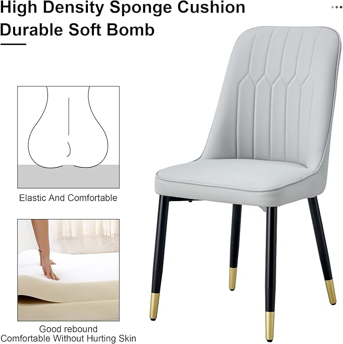 Dining Chairs Set of 8，Modern Dining Chairs, Equipped with PU Leather Backrest Cushions and Black Metal Legs, Suitable for Restaurants, Kitchens, and Bedrooms Dining Room Chairs