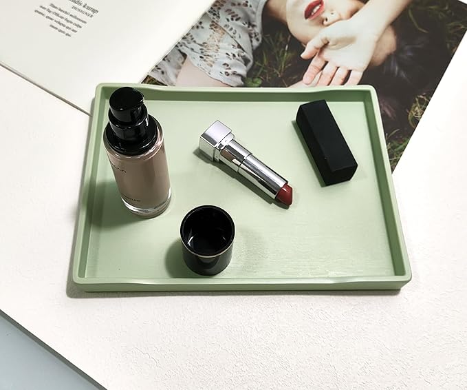 Small Green Mini Serving Tray (8.5 x 6.3 inch) for Serving Accessory, Spa, Coffee, Drinks, Wine, Tea, Bar, Party, Seasoning, Perfume or Display Use.