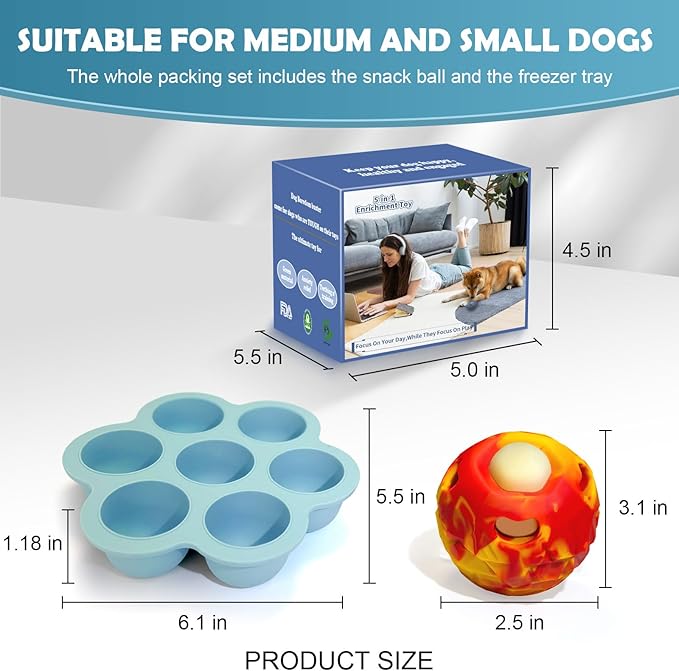 Dog Frozen Treat Toy, Slow Food Training to Relieve Boredom and Stimulating, Interactive Treat Dispensing Dog Toy, Interactive Chew Toys, Super Easy to Open Clean, for Small Dogs 10-30lbs.