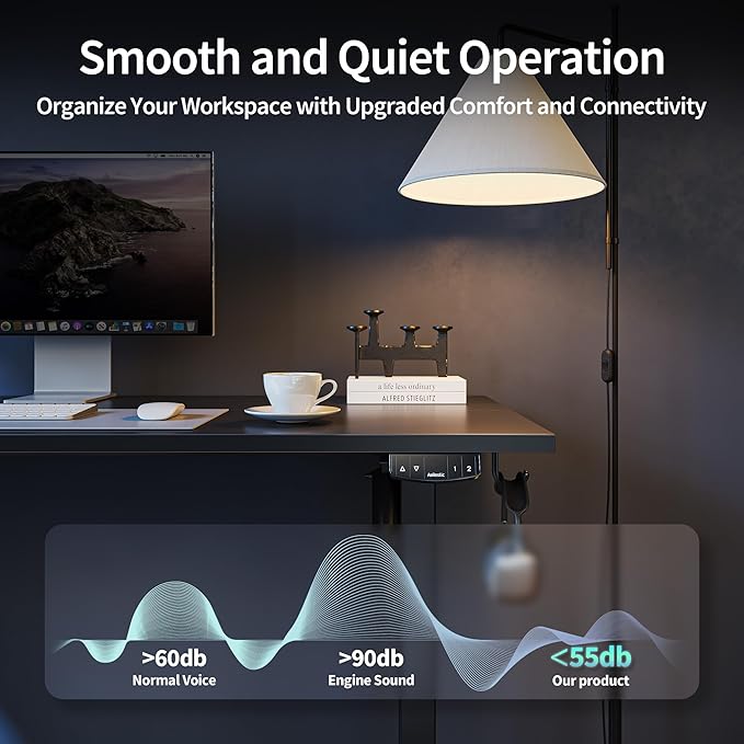 Agilestic Electric Standing Desk, Large 60 x 24 Inches Height Adjustable Desk, Sit Stand up for Work Office Home, Ergonomic Rising Gaming Computer Table with Memory Preset, Black