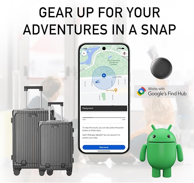 Android Air Tracker 2 Pack: Smart Tracker(2025), Works with Google's Find Hub/Find My Device (Android Only) App, Tracker Tag Locator for Keys, Luggage, Satchel, Backpack etc