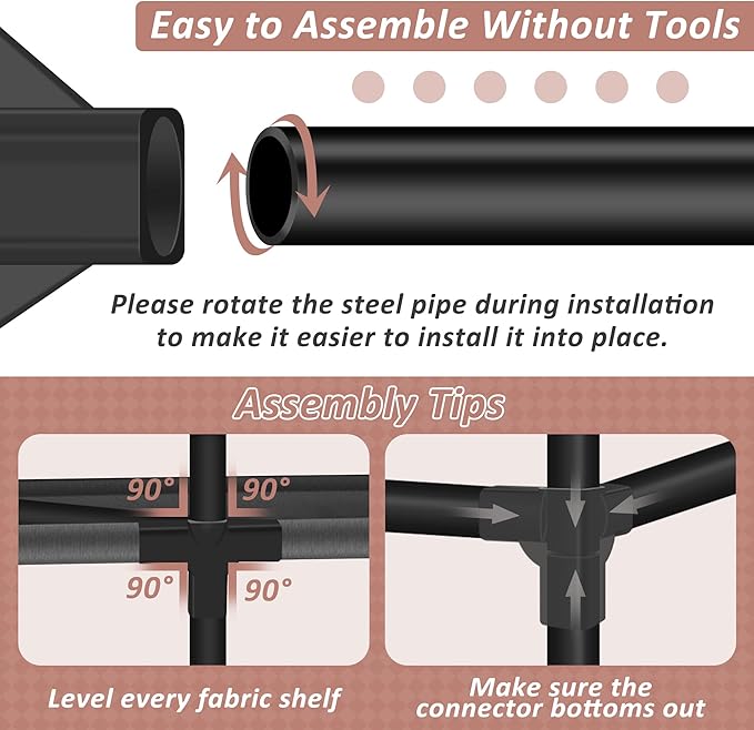 Wardrobe Closet, Quick and Easy Assembly, Gray Large Capacity Portable Closet with 4 Hanging Rods 8 Storage Shelves and 8 Side Pockets, Clothes Rack with Cover, for Bedroom and Living Room