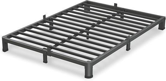 4 Inch King Size Bed Frame, 3500Lbs Heavy Duty Metal Platform with Round Corner Legs Mattress Slide Stopper, Steel Slat Support No Box Spring Needed, Noise Free, Non-Slip, Easy Assembly