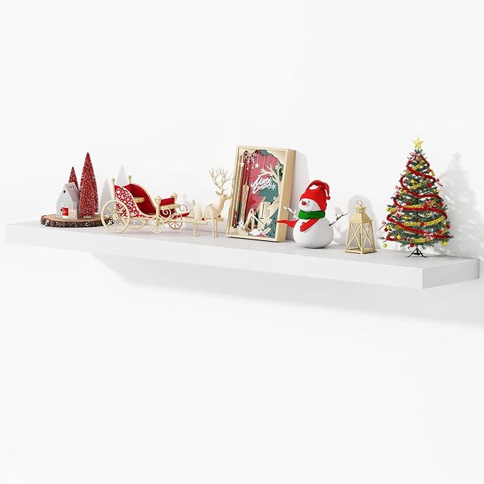 Dreamland 55 Inches Floating Shelves for Wall, 9.3" Deep Long Floating Shelves Set of 1, Large Display & Storage Shelf, Wall Shelf for Bathroom Bedroom Living Room Kitchen Office, White