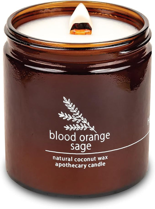 Hemlock Park Crackling Wood Wick Candle Handcrafted with Natural Coconut Wax (Large 16 oz, Blood Orange Sage)