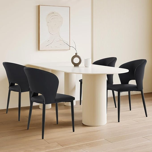 Homcosan Dining Chairs Set of 4, Modern Kitchen Chairs with Cross Structure & Exquisite Piping Design, Easy Assembly, Faux Leather Dining Room Chairs for Living Room Lounge, Bedroom, Black