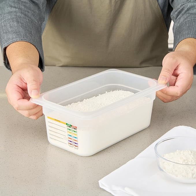 Restaurantware Food Pans Pack of 10 Plastic Rectangle Food Containers 1/4 Size with Traceability Label, Storage Containers Dishwashable Hot Cold Friendly for Restaurants Buffet Commercial Use