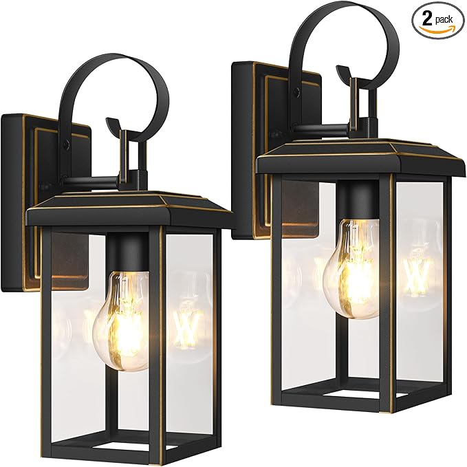 BesLowe 2-Pack Outdoor Wall Light Fixtures, Exterior Lighting Fixtures Wall Mount, Waterproof Porch Lights Outdoor Wall Sconces Lanterns, Modern Outside Lights for House Front Door Garage, Bronze