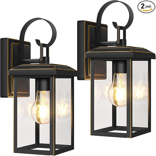 BesLowe 2-Pack Outdoor Wall Light Fixtures, Exterior Lighting Fixtures Wall Mount, Waterproof Porch Lights Outdoor Wall Sconces Lanterns, Modern Outside Lights for House Front Door Garage, Bronze