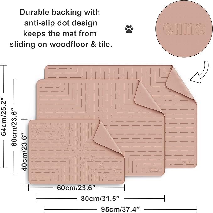 Cat Litter Mat Large Trapping Mat Premium Silicone Rubber 23.5x16 Coral, Waterproof and BPA Free Kitty Litter Box Mat, Easy to Clean and Keeps The Floor Tidy