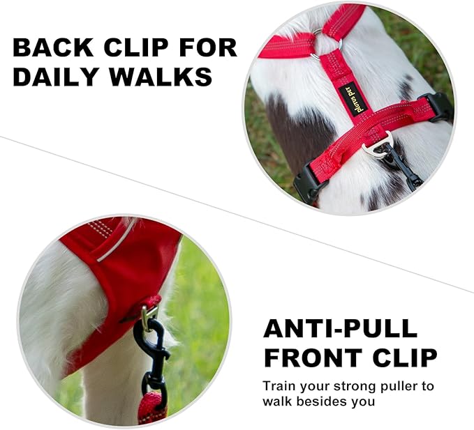 Plutus Pet No Pull Dog Harness, Reflective Adjustable Dog Vest Harness with Handle, Escape Proof, Soft Padded for Small Medium Large Dogs (Red, XL)