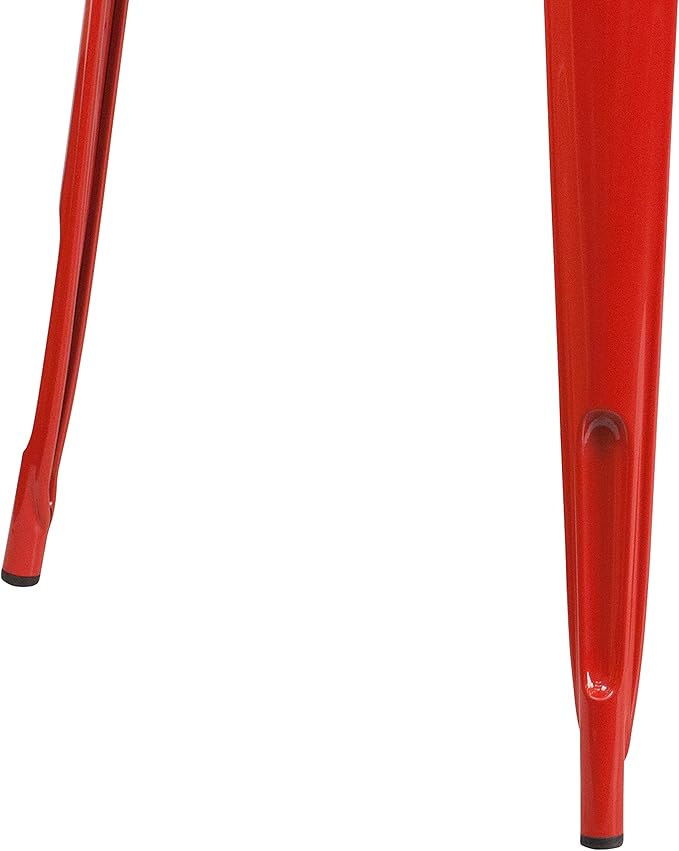 EMMA + OLIVER Commercial Grade 31.5" Square Red Metal Indoor-Outdoor Table