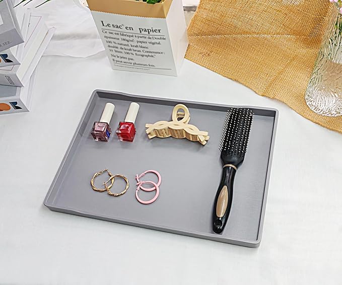 Gray Serving Tray (13.5 x 9.6 inch) for Serving Accessory, Perfect for Charcuterie, Cupcake Stand, Coffee Table Decor, Party Supplies, Bathroom Vanity & Breakfast in Bed.