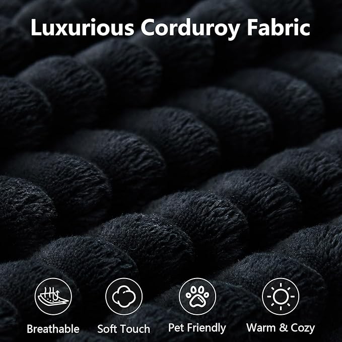 167.7" Sectional Cloud Couch for Living Room, Stupendous U Shaped Sofas, Modular Floor Deep-Seat Sofa, Big Comfy Corduroy Couches Set with Fluffy Memory Foam, No Assembly Required, Black