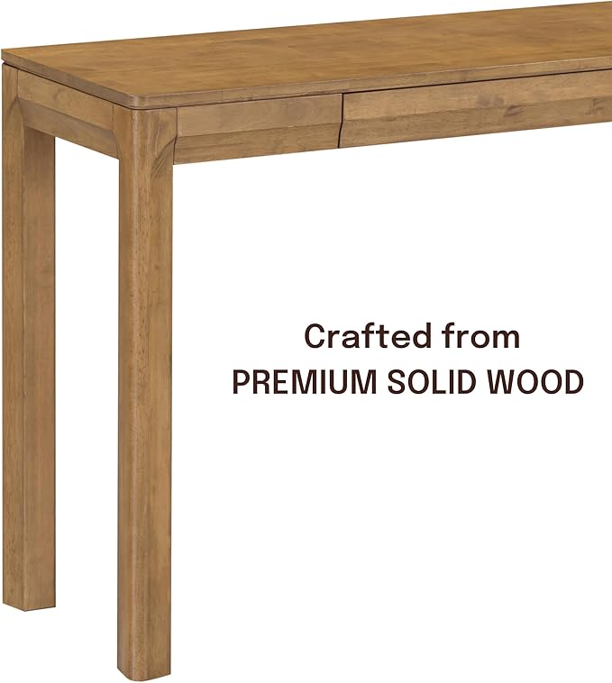 NTC Flow 47-Inch Console Table, Modern Solid Wood Entryway Table with Hidden Drawer, Waterproof & Heat Resistant, Narrow Table for Hallway, Living Room & Foyer, Teak Look