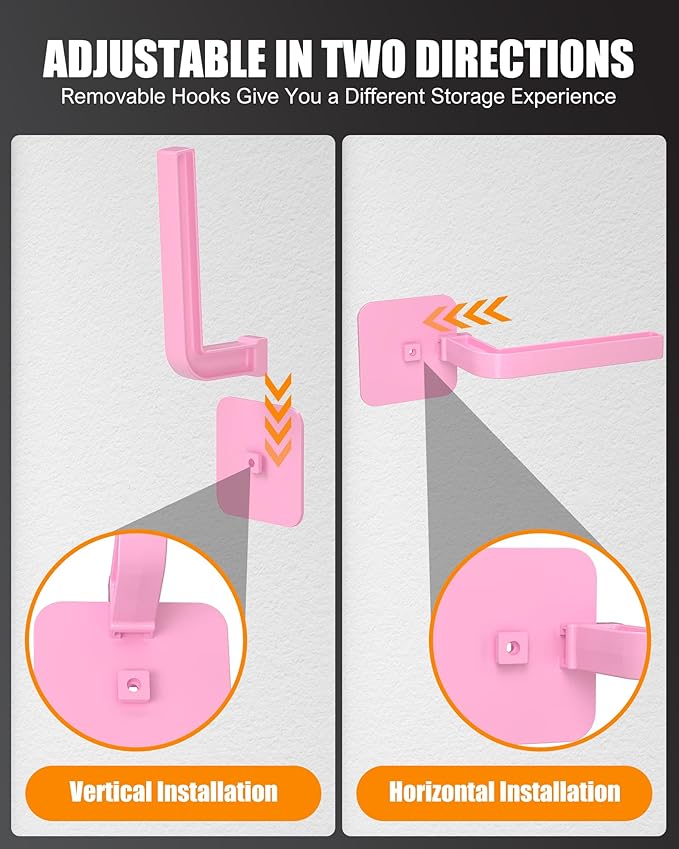 Hat Rack for Hat Storage (4-Pack), Multi-Purpose Hat Organizer, Strong Adhesive Hat Hooks for Wall Hat Organizer for Baseball Caps, Two Mounting Options Hat Hook, Pink