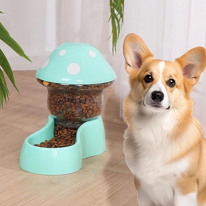 Automatic Pet Feeder with Mushroom Shape for Cats Dogs 2025 Easy Clean Refill Dual Food Water Dispenser