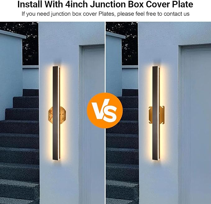 39 Inch Modern Outdoor Wall Lights, 3CCT Color Selectable Outdoor Wall Sconce with Remote Control, IP65 Waterproof Exterior Linear Wall LED Light for House Garage 3000K-6000K