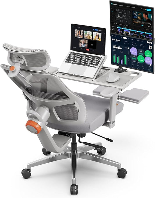 Newtral Ergonomic Office Chair - Home Office Desk Chair with Footrest, with Auto-Following Lumbar Support, 4D Armrest, Adjustable Seat Depth & Height