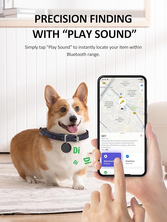 Tracker Tags for Android & iOS, Key Finder Tracking Device Smart Tracker Tag for Luggage, Wallet, Bike, Pets, Bags - Both Works with Apple Find My & Google's Find Hub - 2 Pack