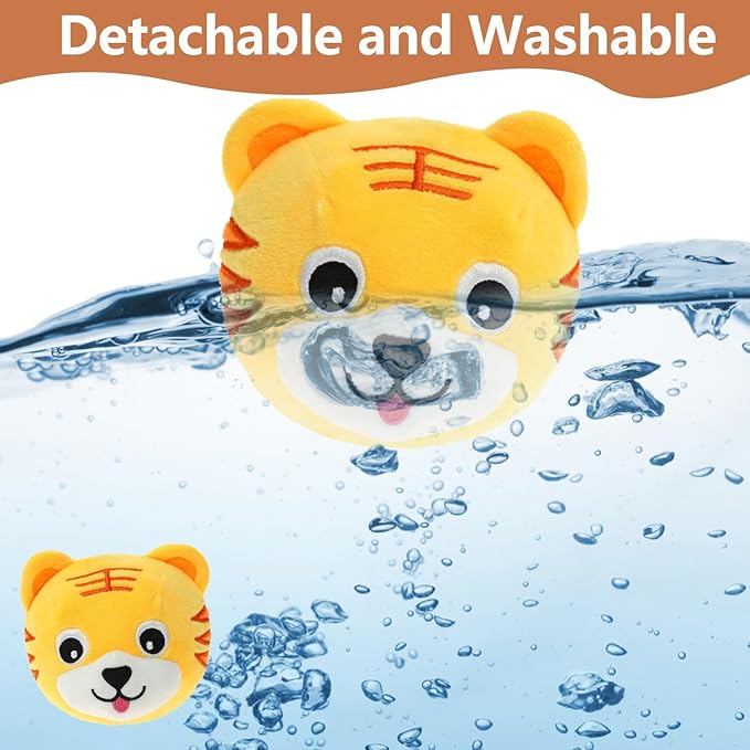 Active Moving Pet Plush Toy, Interactive Dog Toys Pet Bouncing Balls, USB Rechargeable Interactive Washable Cartoon Pig Plush Sound Electronic Dog Toy, Small Cute Squeaky Pig Dog Toy (Tiger)