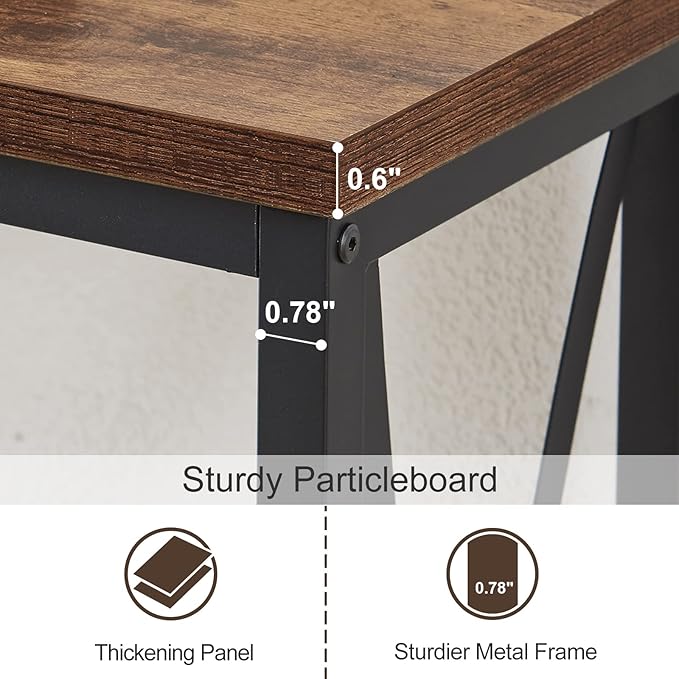 SUPERJARE 70 Inch Console Table with Outlets and USB-C Port, Extra Long Behind Couch Sofa Table with X-Shaped Design, Narrow for Entryway, Living Room, Metal Frame, Wooden Top, Rustic Brown