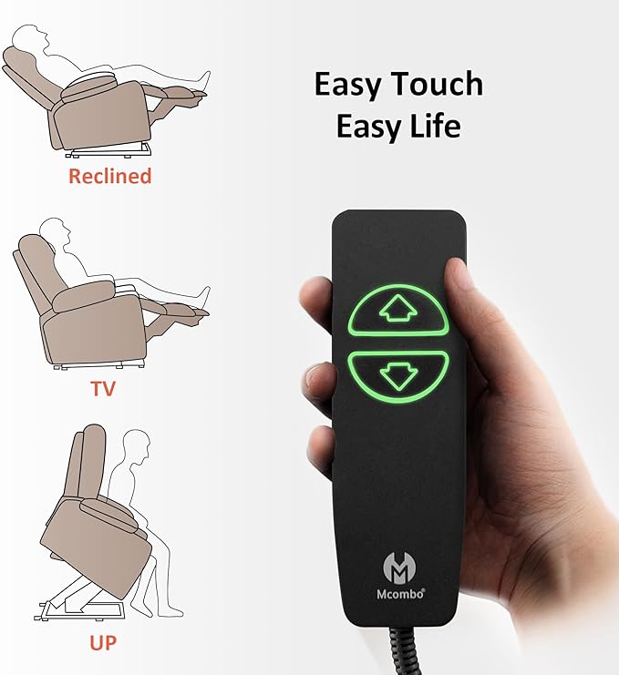 MCombo Large Power Lift Recliner Chair for Elderly, Lift Chair with Heat and Massage for Tall People, Extended Footrest, USB & Type C Ports, Cup Holders, Faux Leather 7516 (Large, Grey)