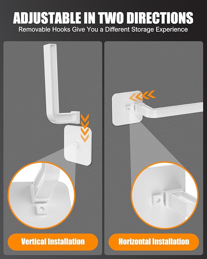 Hat Rack for Hat Storage (6-Pack), Multi-Purpose Hat Organizer, Strong Adhesive Hat Hooks for Wall Hat Organizer for Baseball Caps, Two Mounting Options Hat Hook, White