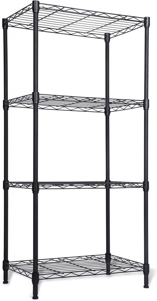 Whitmor 4 Tier Storage Shelves, Heavy Duty Metal Shelving, 400 lbs Capacity per Shelf, 1600 lbs Total, Easy Assembly for Kitchen, Garage, Plant, 18" L x 12" W x 38" H, Black