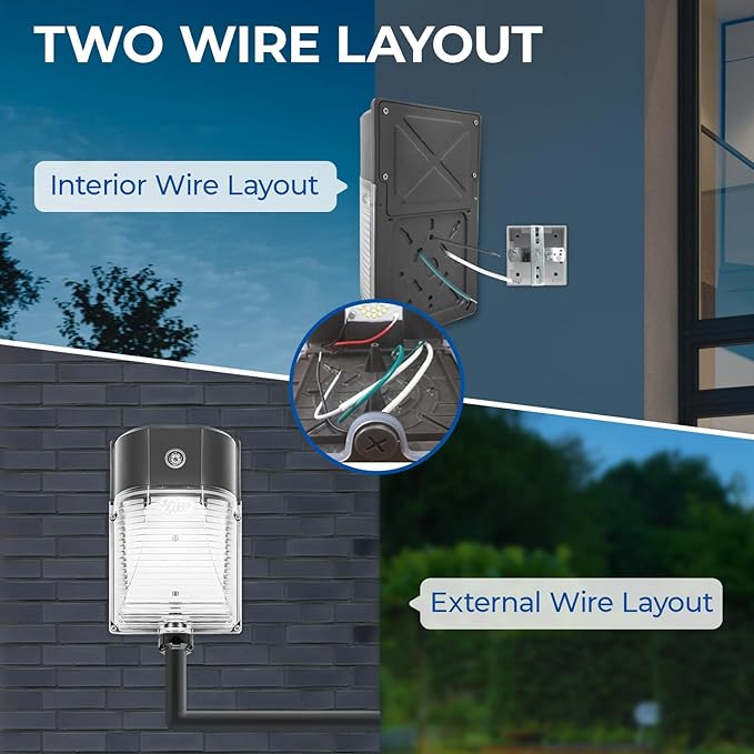 CINOTON 26W LED Wall Pack Light with Dusk to Dawn Sensor, 3000LM [100-277Vac] LED Wall Lights IP65 Waterproof Outdoor Security Flood Lighting for Garage Warehouse Garden 5000K-Daylight 2 Pack