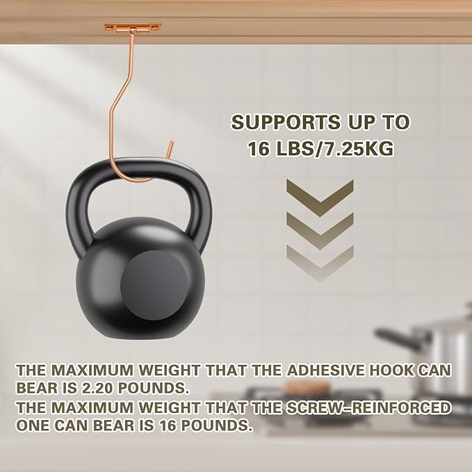 Banana Hanger Hook – Space Saving Banana Holder Hanger to Keep Bananas Fresh, Self Adhesive and Screw Banana Hook 2Pack Rose Gold