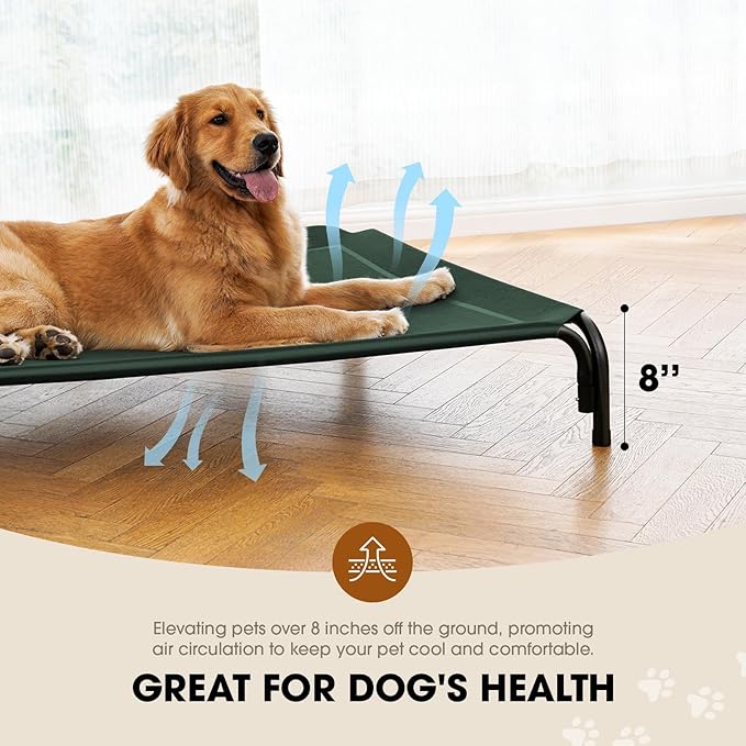 Elevated Pet Bed, Raised Outdoor Dog Bed for Extra Large Sized Dog, Portable Cooling Pet Cot with Breathable & Washable Mesh, Indoor & Outdoor Pet Hammock with Skid-Resistant Feet.