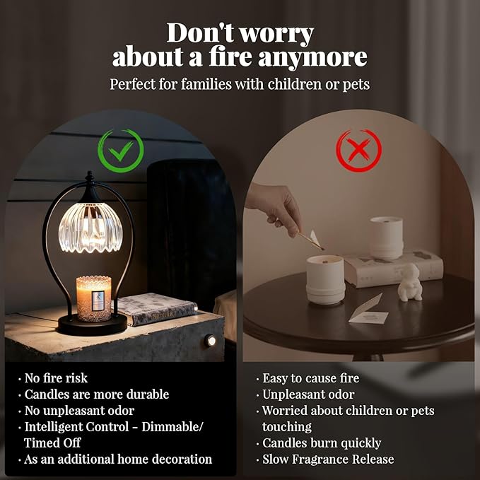 Candle Warmer Lamp with Timer Dimmer - Candle Warmer for Jar Candles - Plug in Wax Melt Warmer Unique Birthday Gifts for Women Mom House Warming Gifts New Home Room Decor