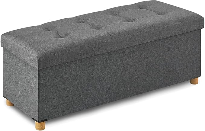 BRIAN & DANY 43 Inches Folding Storage Ottoman Bench, Ottoman with Storage Bench for Bedroom, Living Room, Entryway, Foot Rest with Legs, Dark Gery