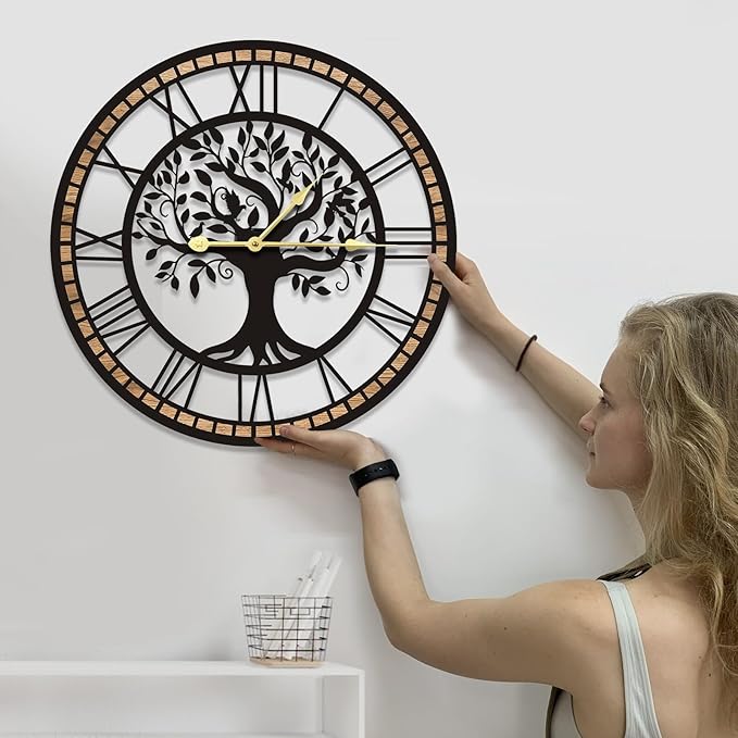 Wall Clocks for Living Room Decor - Tree of Life Big Wall Clock, Quiet and No Ticking Suitable for Wall Decor, Living Room Decoration, Kitchen Decoration (24 in)