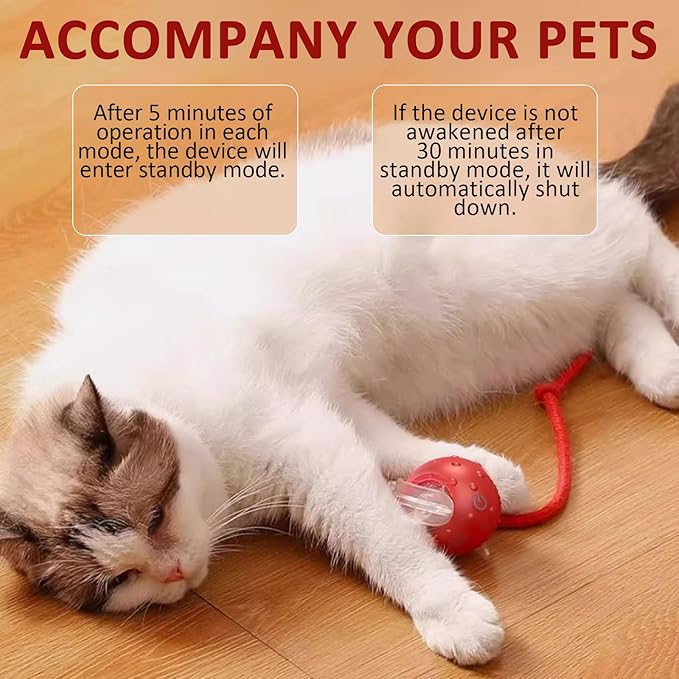 Dog Toy, 360° Rolling Interactive Ball Cat Toy with Realistic Bird Chirping Sounds, Fast Moving Balls Toys for Pets | Automatic Obstacle Avoidance, Rechargeable, Tough (Red)