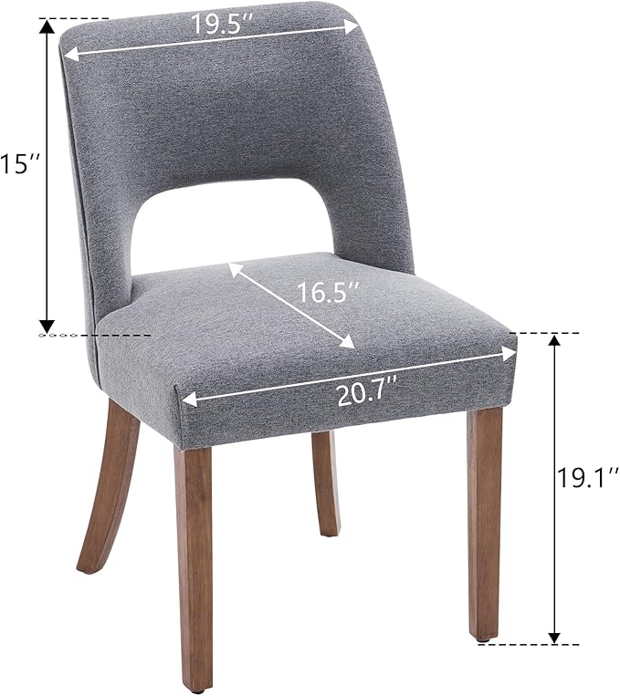 VKNOW Wooden Dining Chairs Set of 4, Modern Fabric Upholstered Dining Room Chair Kitchen Chairs, Farmhouse Dinner Chair for Kitchen Dining Room, Fabric Grey