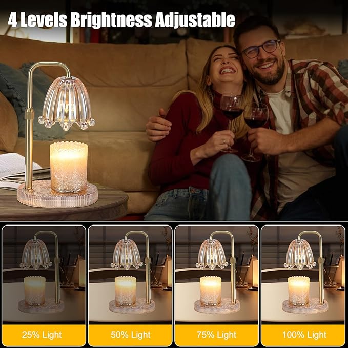 Candle Warmer Lamp with Timer - Electric Wax Melt Warmer with Adjustable Height and Dimmer for Scented Candle Wax, Home Fragrance Décor and House Warming Birthday Gifts for Women Mom