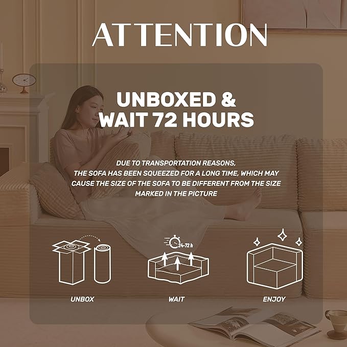 138" Modular Sofa Memory Foam Sectional Couches for Living Room, Sleeper Sofa Bed, Corduroy, Camel