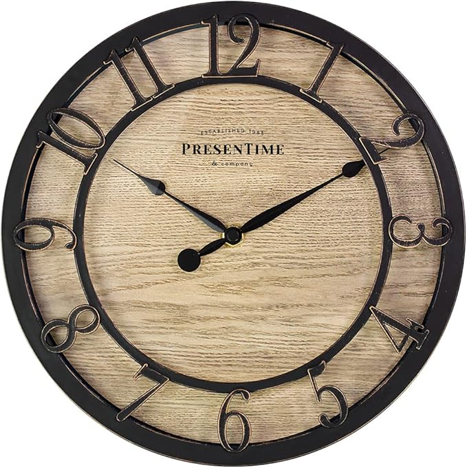 Presentime & Co 10" Farmhouse Series Wall Clock, Cottage Style, Vintage Design, Oil Rubbed Bronze