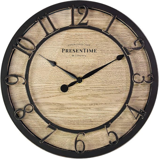 Presentime & Co 10" Farmhouse Series Wall Clock, Cottage Style, Vintage Design, Oil Rubbed Bronze