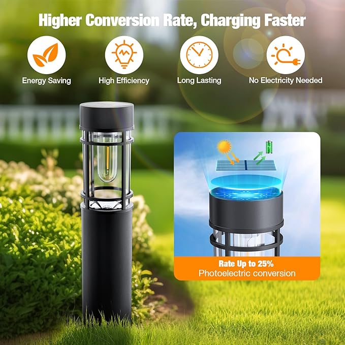 Solar Pathway Lights Outdoor, 8 Pack Upgraded Up to 12 Hrs Solar Outdoor Garden Lights Waterproof, Solar Landscape Lights for Outside Yard Patio Garden Walkway Driveway Decor