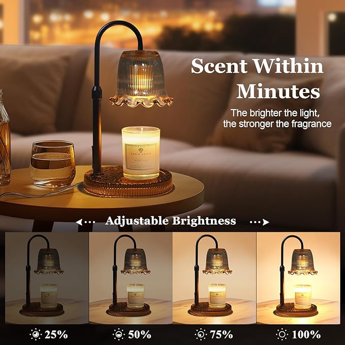 Candle Warmer Lamp with Timer Dimmable, Birthday Gifts for Women Mom, House Warming Gifts New Home Decor, Wax Melt Warmer for Jar Candles with 2 Bulbs