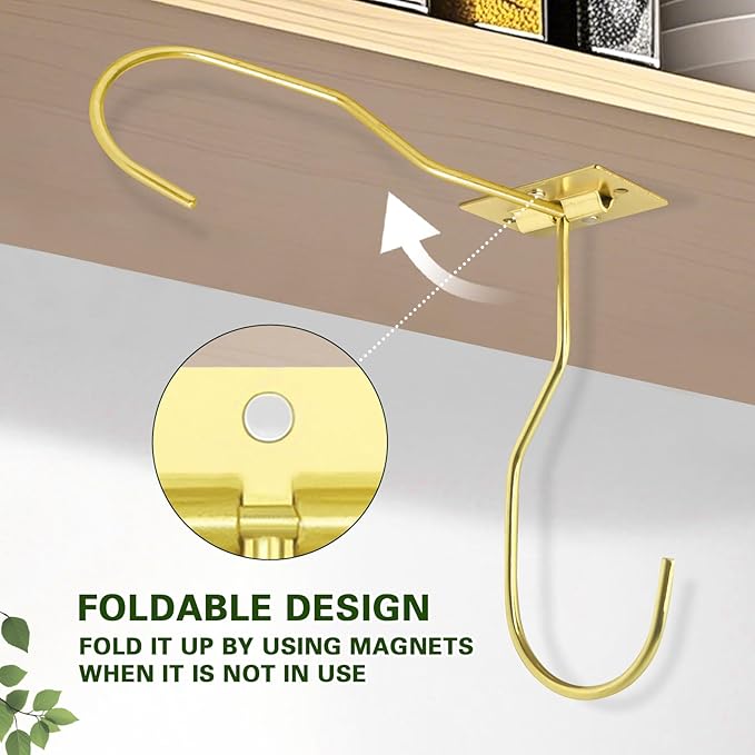 Banana Hanger Hook – Space Saving Banana Holder Hanger to Keep Bananas Fresh, Self Adhesive and Screw Banana Hook 2Pack Gold