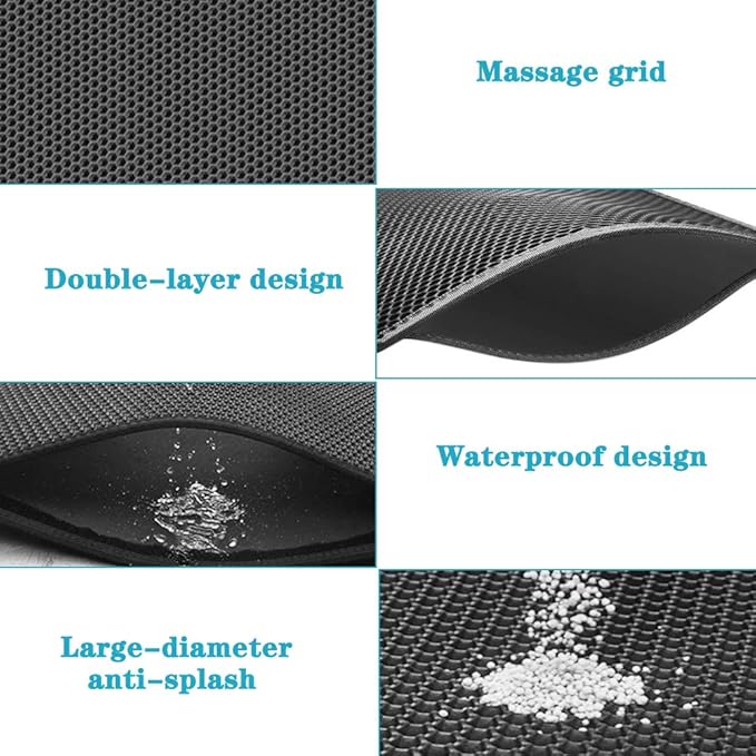 Small Cat Litter Box Mat: Easy Clean Kitty Litter Trapping Mat for Floor, Plastic Cat Box Pad (15 * 24in, grey, 1p)