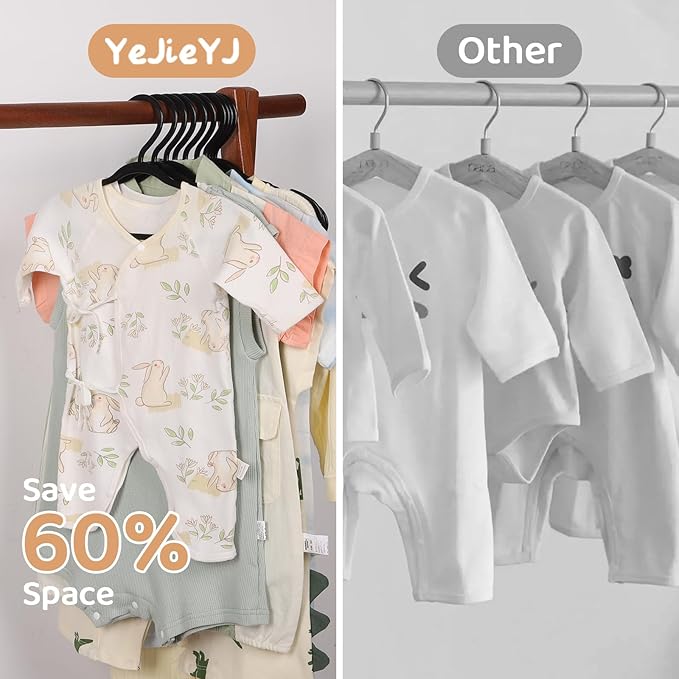 100 Pack Black Baby Hangers 11.42 Inch - Kids Non-Slip Clothes Hangers for Infant & Child, Durable Plastic Children's Hangers for Closet, Pants, Coats, Skirts