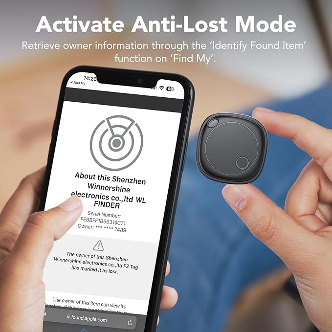Air Tracker Tags-4 Pack, Bluetooth Tracker Works with Apple Find My APP (iOS Only), Bluetooth Smart Air Tag Keys Finder and Item Locator for Keys, Bags, Luggage, Pets, Wallet, Replaceable Battery