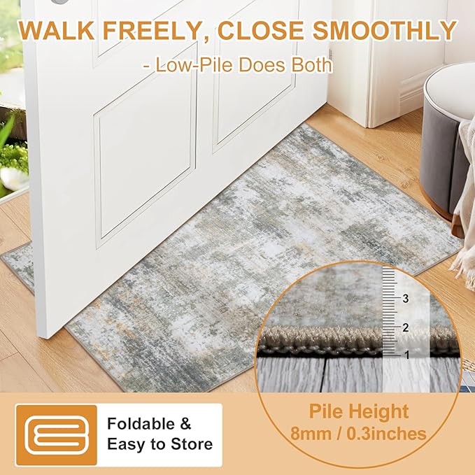 WILLSUN Washable Area Rugs, 6x9 Non-Slip Boho Large Area Rugs for Living Room, Bedroom, Machine Washable Vintage Rug, Indoor Floral Print Carpet for Home Decor, Kid & Pet Friendly Mat